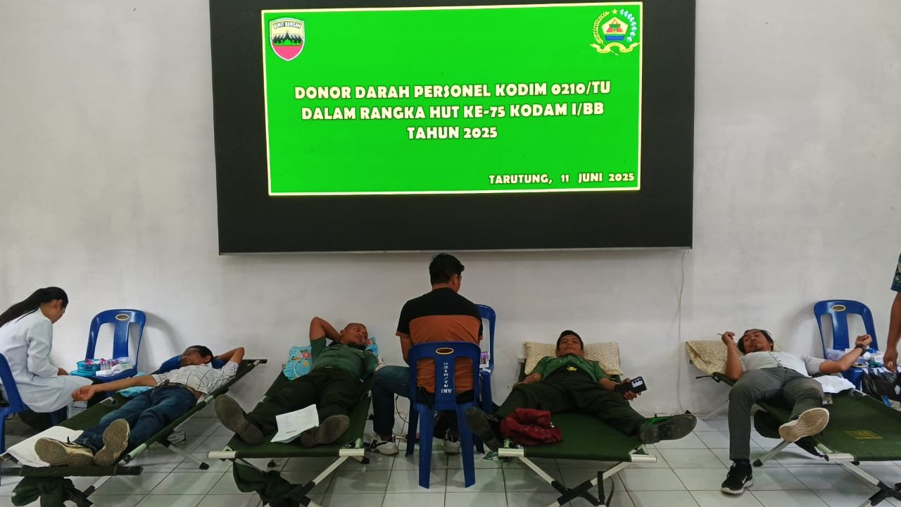 Kodim 0210/TU Gelar Aksi Donor Darah Dalam Rangka Peringati HUT Ke-75 Kodam I/BB