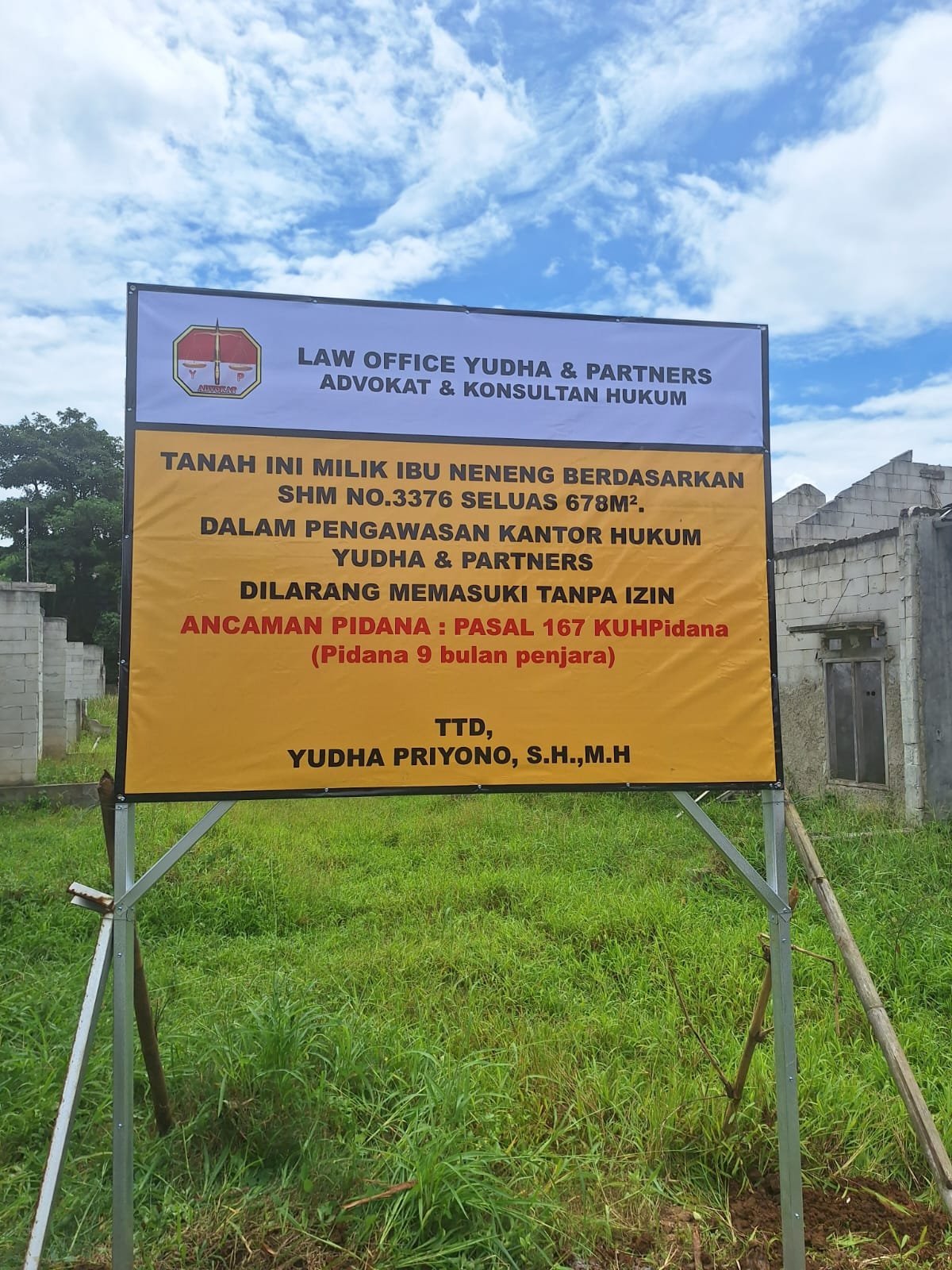 Kasus Sertifikat Tanah di Tajurhalang, Yudha Priyono Tempuh Jalur Hukum ke Polres Metro Depok