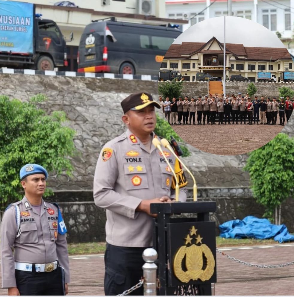 Kapolres Tapsel Lepas Personel BKO Polda Sumsel Peduli Yang Sudah Membantu KorbanBencana Alam di Tapsel