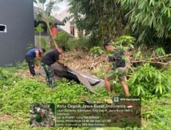 Satgas TMMD Depok Gelar Kerja Bakti Bersihkan Lingkungan di Tirtajaya