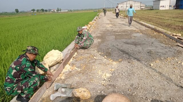 Pemasangan Papan Penyekat Perkuat Betonisasi Jalan TMMD di Desa Godo