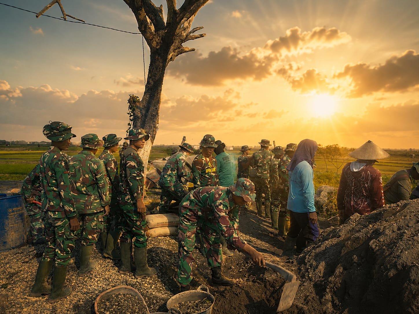 Di Tengah Sawah, TNI dan Warga Pati Rajut Gotong Royong Demi Masa Depan Petani
