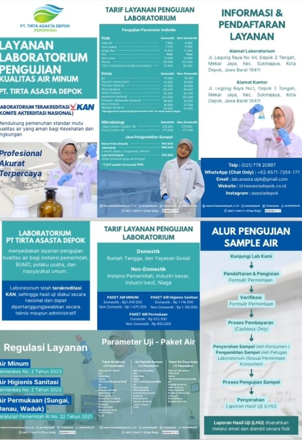 Tirta Asasta Depok Resmikan Laboratorium Uji Kualitas Air, Warga Kini Bisa Pastikan Air Aman Dikonsumsi