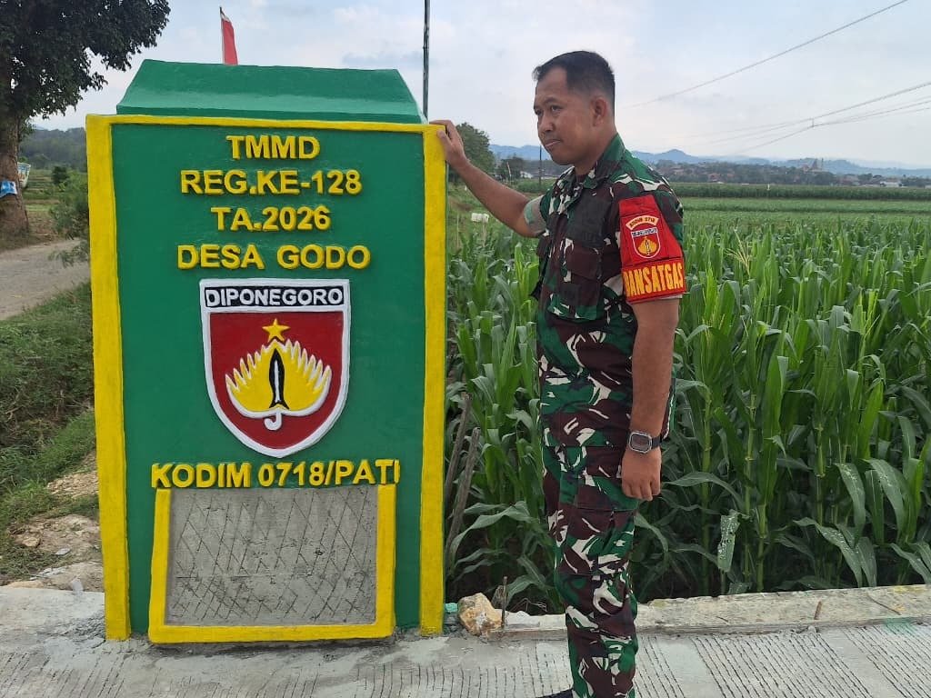 Simbol Kebersamaan, Tugu Prasasti TMMD Reguler ke-128 Berdiri Kokoh di Desa Godo