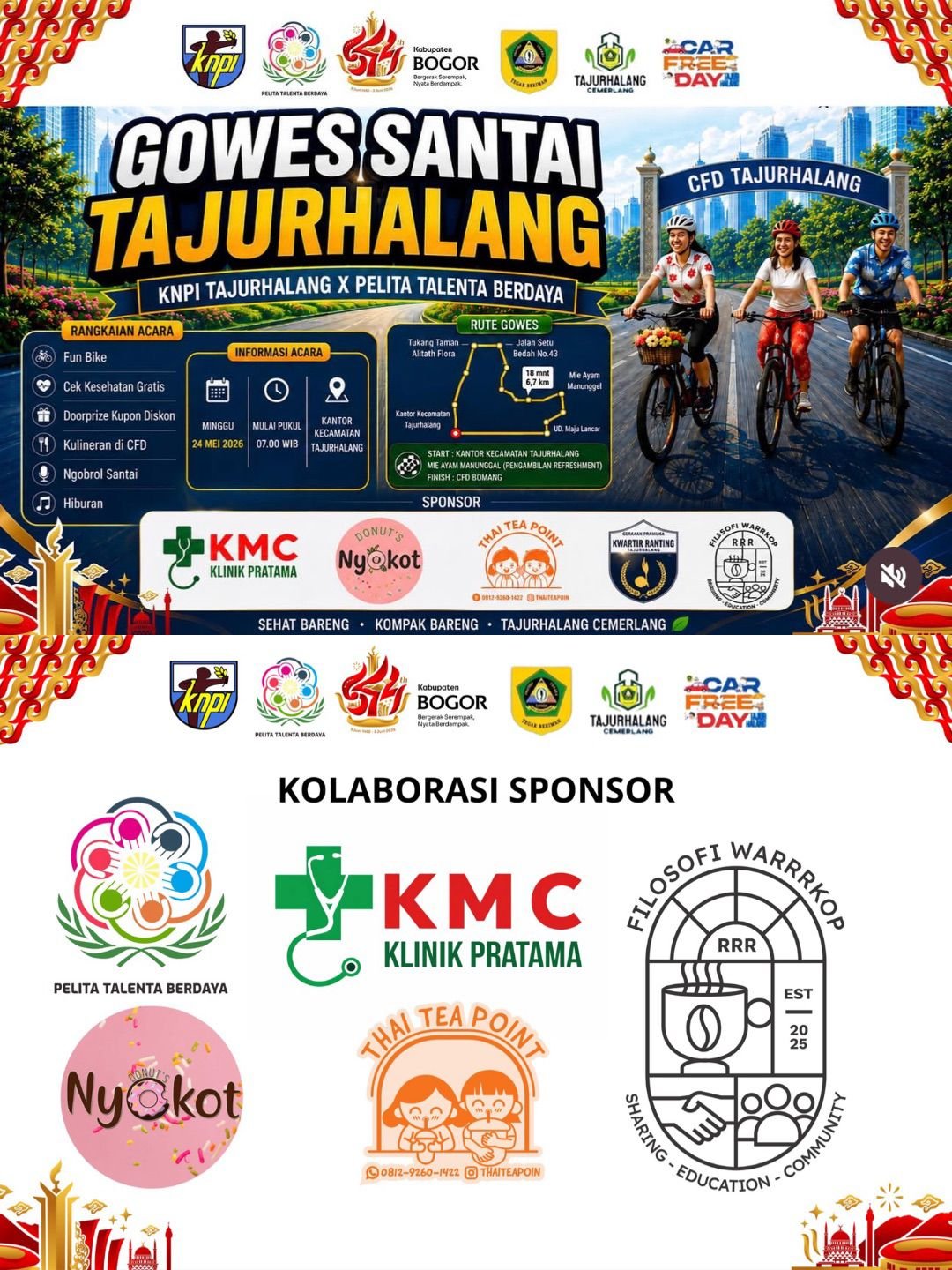 Filosofi Warrrkop Dukung Gowes Santai Tajurhalang 2026, Satukan Puluhan Komunitas Sepeda di Bogor