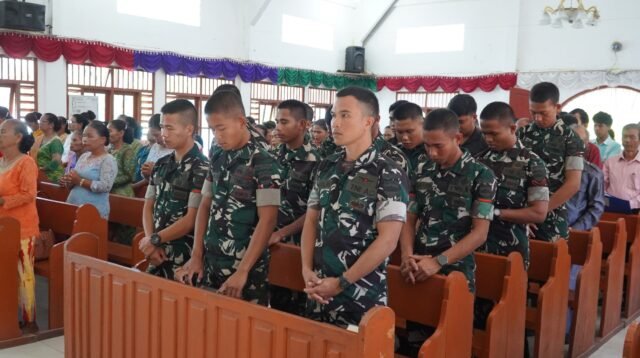 Dibalik Seragam Loreng, Satgas TMMD Kodim 0210/TU Tingkatkan Keimanan Melalui Ibadah Minggu