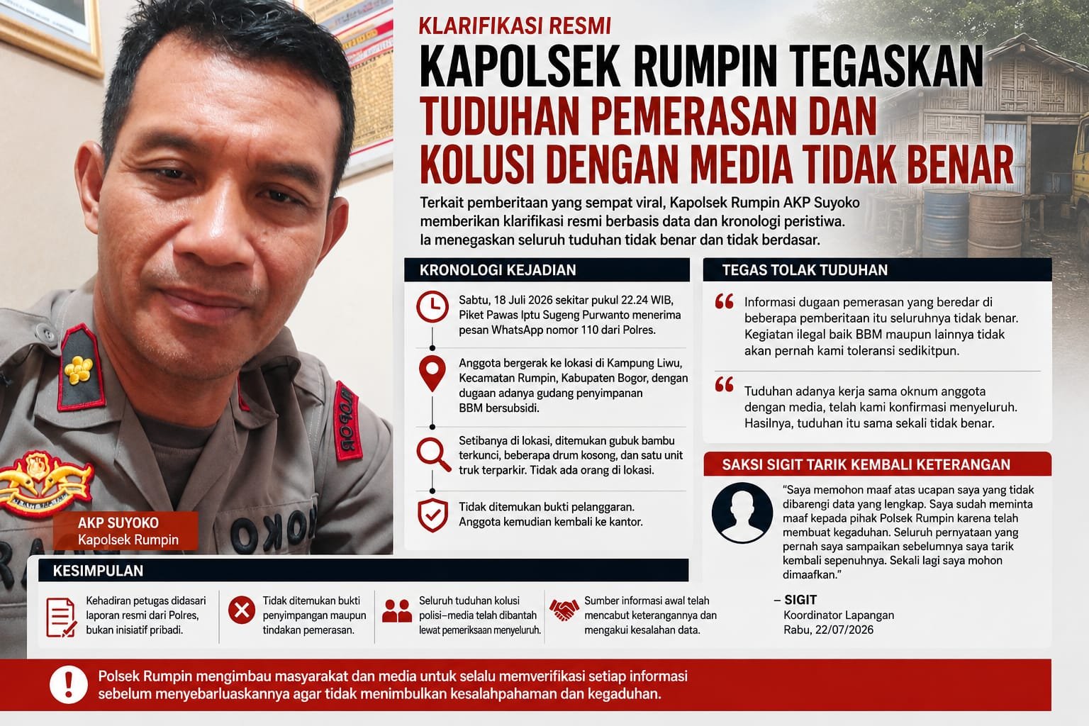 Kapolsek Rumpin Klarifikasi Isu Dugaan Pemerasan, Tegaskan Tuduhan Tak Berdasar