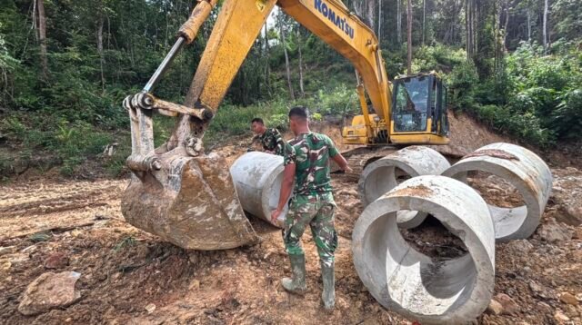 2 Dari 5 Titik Pembangunan Gorong-gorong Program TMMD ke 129 Kodim 0210/TU Capai 100 Persen