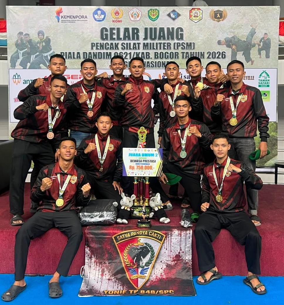 Yonif TP 848/SPC Raih Juara Umum 2 Dewasa Prestasi di Kejuaraan Gelar Juang PSM Dandim 0621
